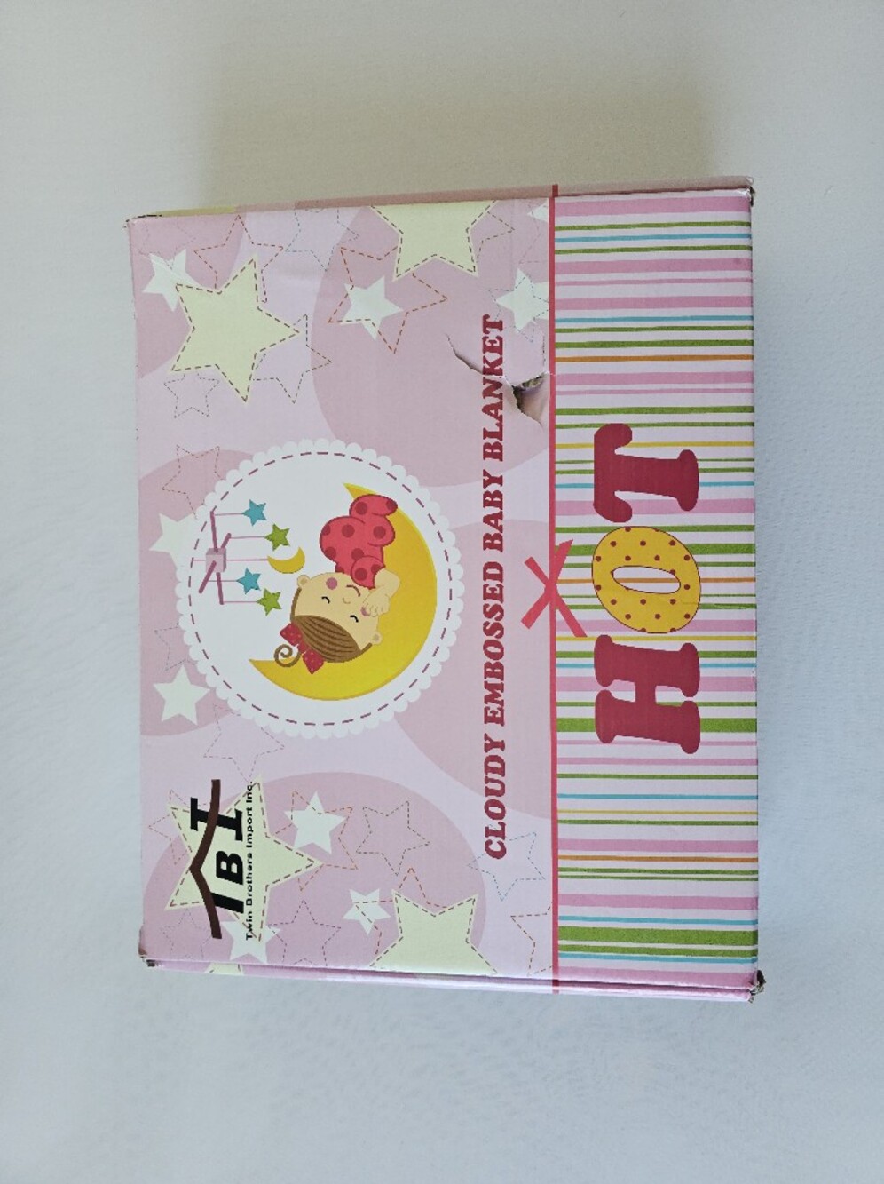 TBI Cloudy Embossed Baby Blanket Pink Bunny Moon 110 X 140 cm NIB